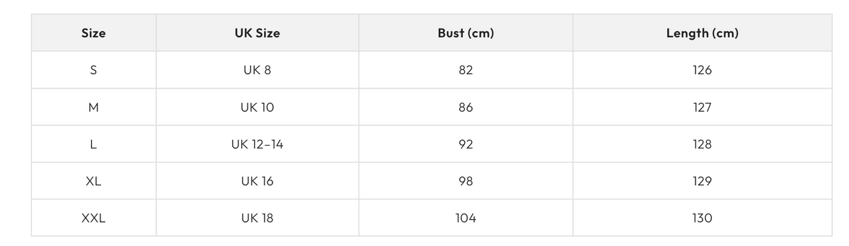 Size chart